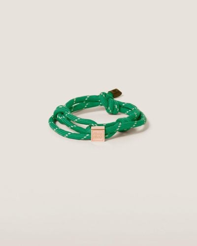 Miu Miu Cord And Nylon Bracelet - Green