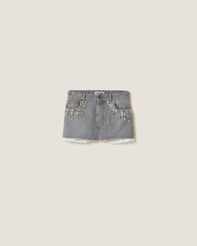 Miu Miu Denim Miniskirt - Gray