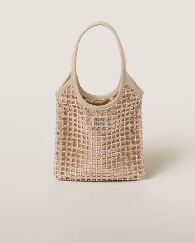 Miu Miu Satin Handbag With Synthetic Crystals - Natural