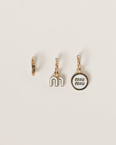 Miu Miu Set Of Enamelled Metal Earrings - Natural