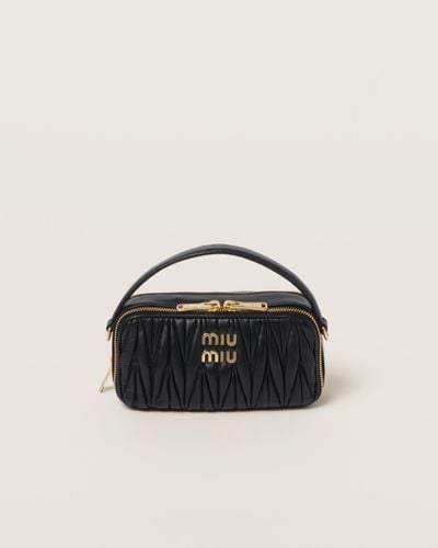 Miu Miu Matelassé Nappa Leather Shoulder Bag - Black