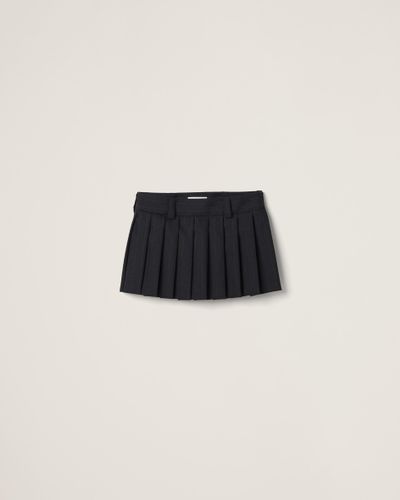 Miu Miu Pleated Pinstripe Skirt - Black