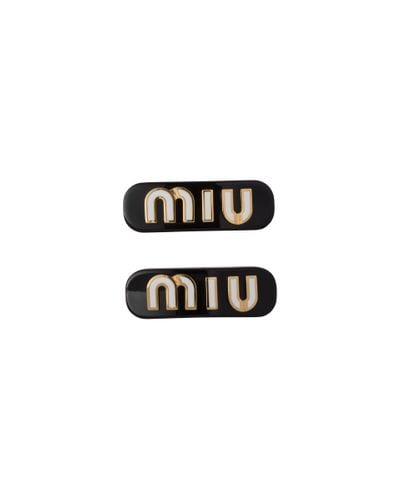 Miu Miu Plexiglas And Metal Hair Clips - Black