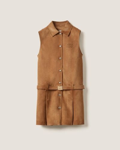 Miu Miu Suede Nappa Leather Dress - Brown
