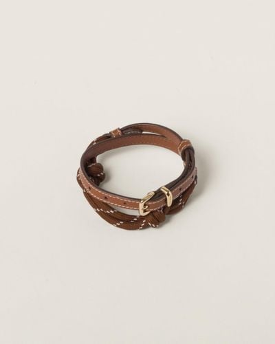 Miu Miu Leather Anklet - Brown