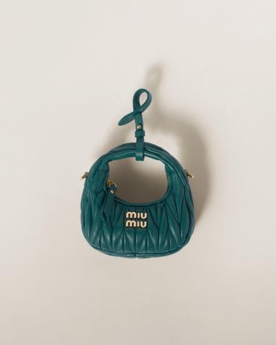 Miu Miu Wander Matelassé Nappa Leather Micro Hobo Bag - Blue