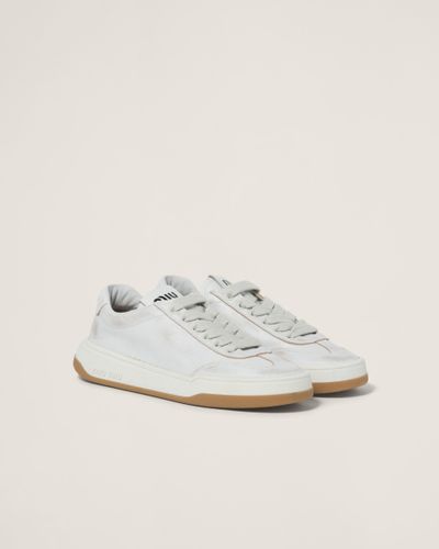 Miu Miu Bleached Leather Trainers - White