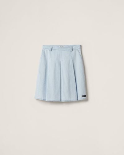 Miu Miu Pleated Chambray Skirt - Blue