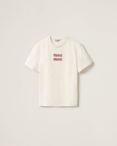 Miu Miu Jersey T-Shirt - Natural
