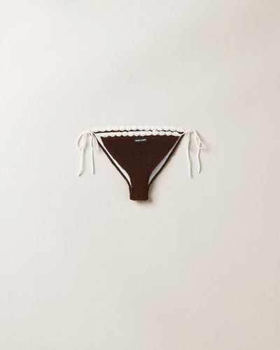 Miu Miu Cotton Bikini Panties With Logo - Natural