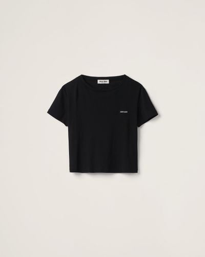 Miu Miu Ribbed Jersey T-Shirt - Black