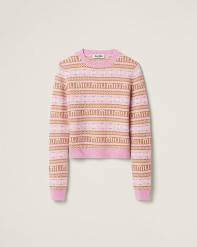 Miu Miu Merino Wool Crew-neck Sweater - Pink