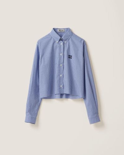 Miu Miu Checked Poplin Shirt - Blue
