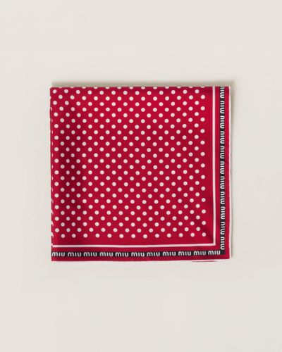 Miu Miu Printed Twill Scarf - Red