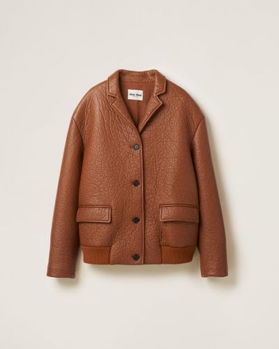 Miu Miu Nappa Leather Jacket - Brown