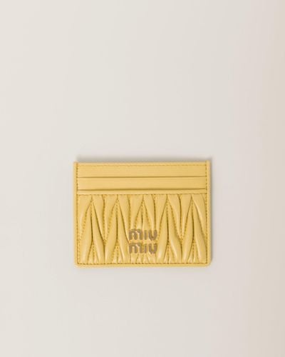 Miu Miu Matelassé Nappa Leather Card Holder - Metallic