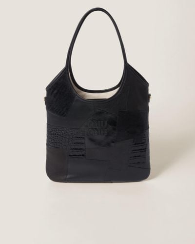 Miu Miu Ivy Leather Patchwork Bag - Black
