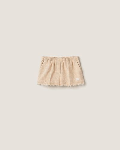 Miu Miu Tweed Shorts - Natural