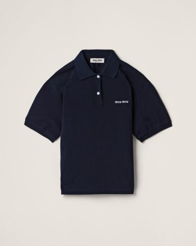 Miu Miu Cotton Piqué Polo Shirt - Blue