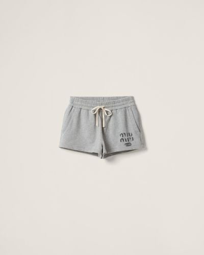 Miu Miu Cotton Fleece Shorts - Gray