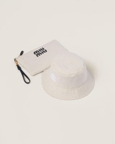 Miu Miu Reversible Hat With Pouch - Natural