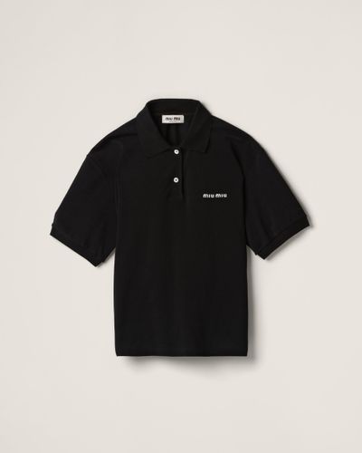 Miu Miu Cotton Piqué Polo Shirt - Black