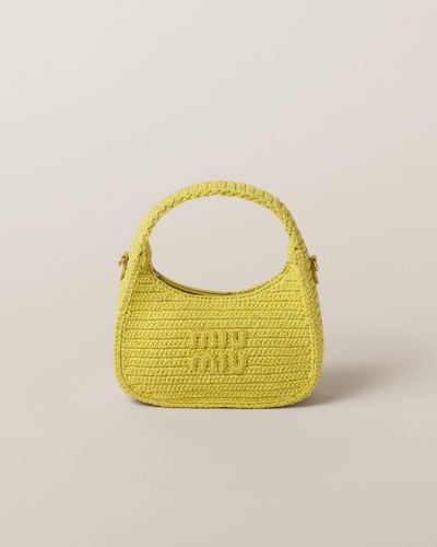Miu Miu Wander Crochet Hobo Bag - Yellow