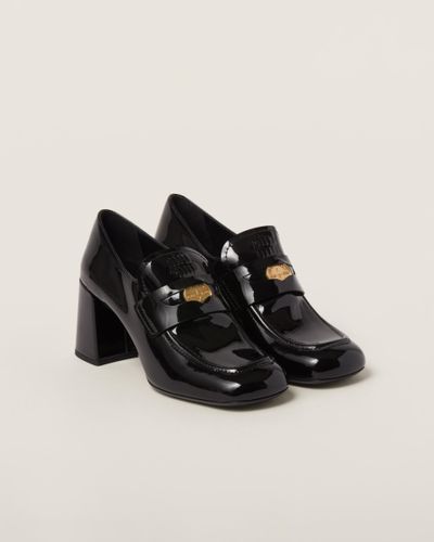 Miu Miu Patent Leather Loafers - Black