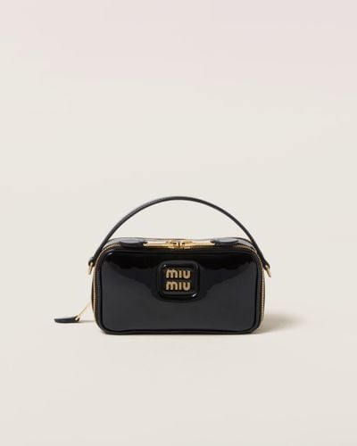 Miu Miu Leather And Patent Leather Shoulder Bag - Black