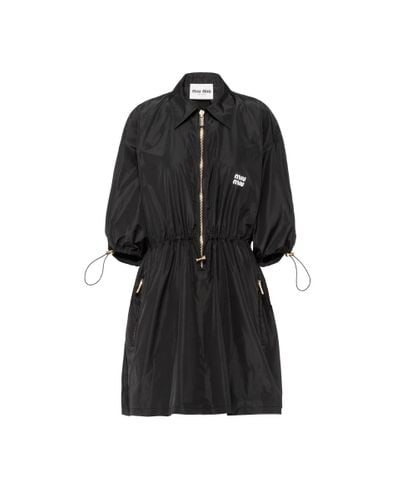 Miu Miu Technical Silk Mini-Dress - Black