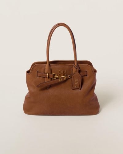 Miu Miu Aventure Nappa Leather Bag - Brown