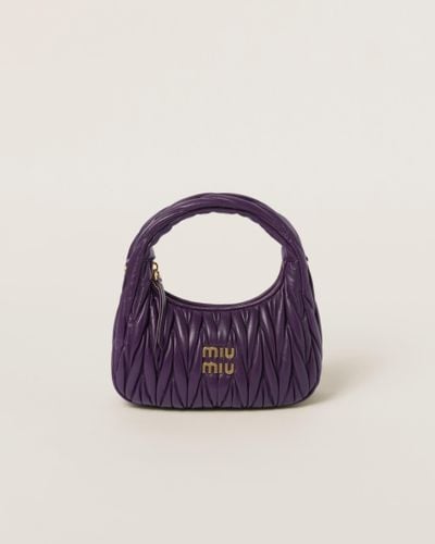 Miu Miu Wander Matelassé Nappa Leather Hobo Bag - Purple