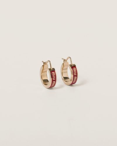 Miu Miu Enameled Metal Earrings - Red