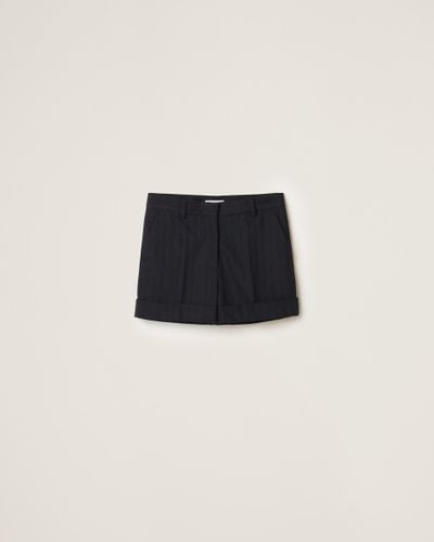 Miu Miu Pinstripe Bermuda Shorts - Black
