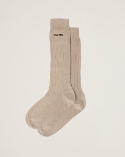 Miu Miu Silk Socks - Natural