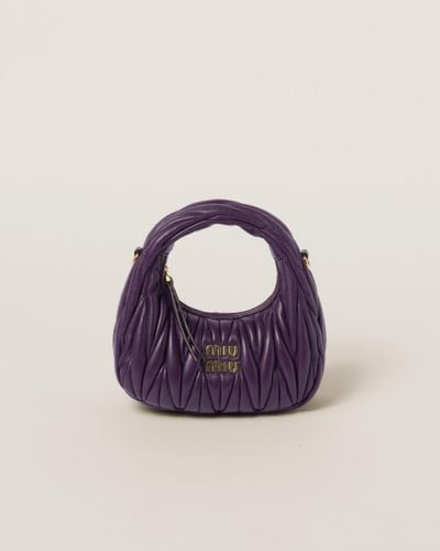 Miu Miu Wander Matelassé Nappa Leather Hobo Mini-bag - Purple