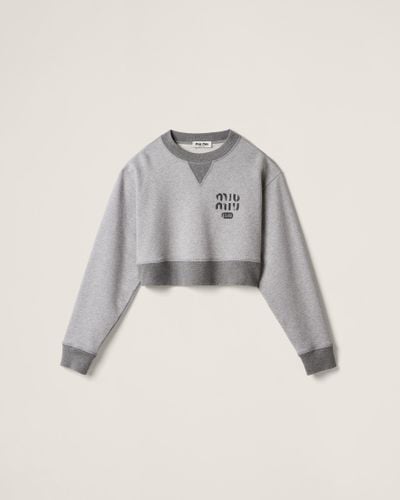 Miu Miu Cotton Fleece Sweatshirt - Grey