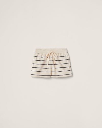 Miu Miu Cotton Fleece Shorts - Natural