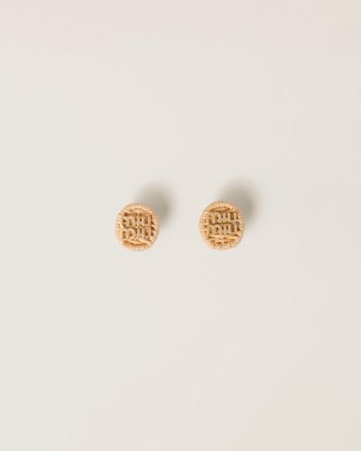 Miu Miu Woven Fabric Earrings - Natural
