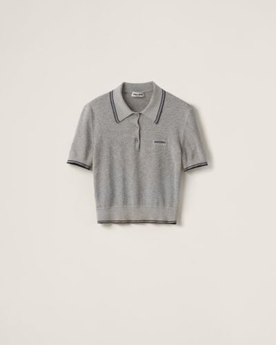 Miu Miu Cotton Jersey Polo Shirt - Grey