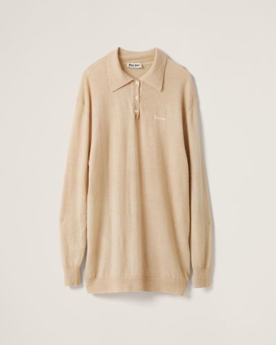 Miu Miu Cashmere Knit Polo Shirt - Natural