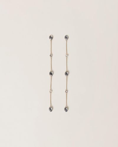 Miu Miu Metal Earrings With Crystals - Natural