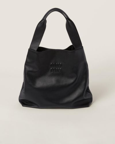 Miu Miu Leather Hobo Bag - Black