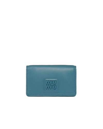 Miu Miu Leather Card Holder - Blue