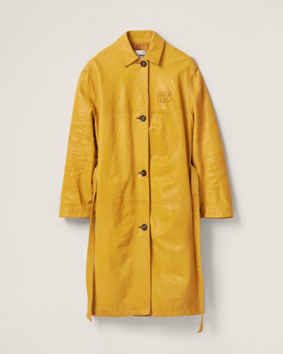 Miu Miu Nappa Leather Coat - Yellow