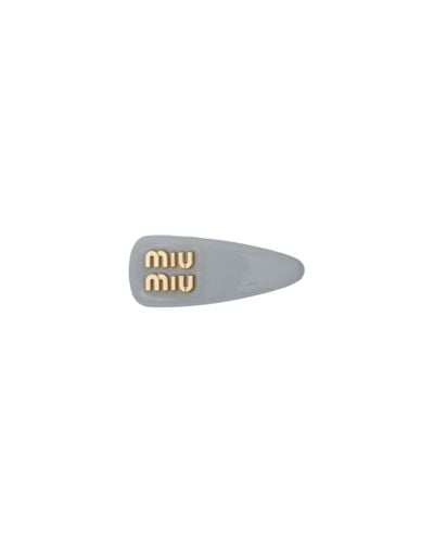 Miu Miu Patent Leather Hair Clip - White