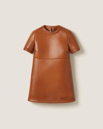 Miu Miu Nappa Leather Dress - Brown