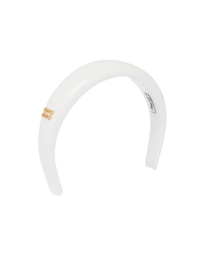 Miu Miu Patent Leather Headband - White