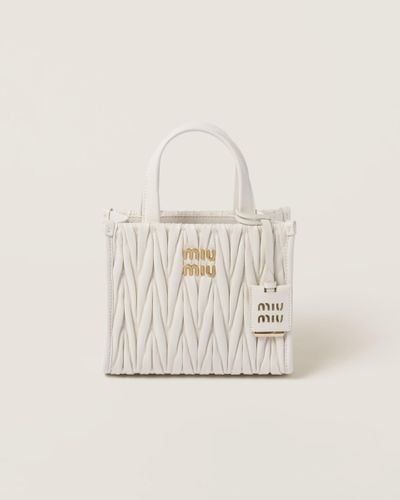 Miu Miu Matelassé Nappa Leather Handbag - White