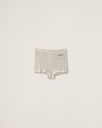 Miu Miu Cotton Knit Shorts - Natural